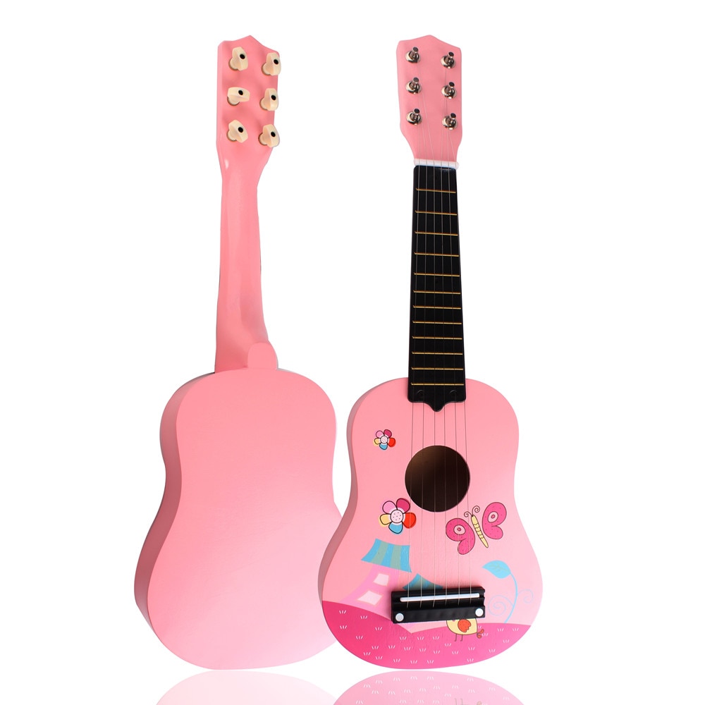SOACH guitare pour enfants 6 cordes ukulélé rose papillon fille enfant guitare acoustique en bois débutant petite guitarra