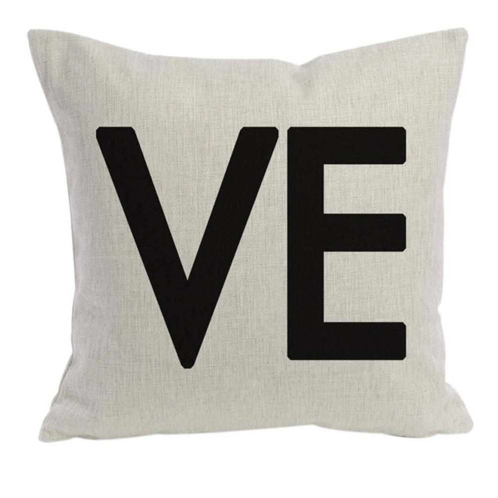 1Pcs Liefde Letters Katoen Linnen Sierkussen Kussen Comfortabele Sofa Kussen Auto Woondecoratie 43x43cm: type2