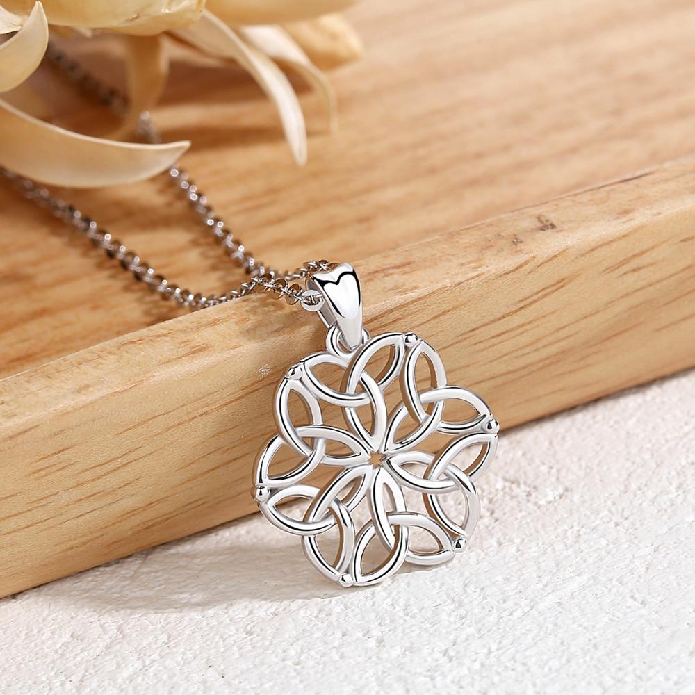 EUDORA – collier pendentif fleur de vie en argent Sterling 925, avec nœud celtique, bijoux à la pour femmes, d'anniversaire D416