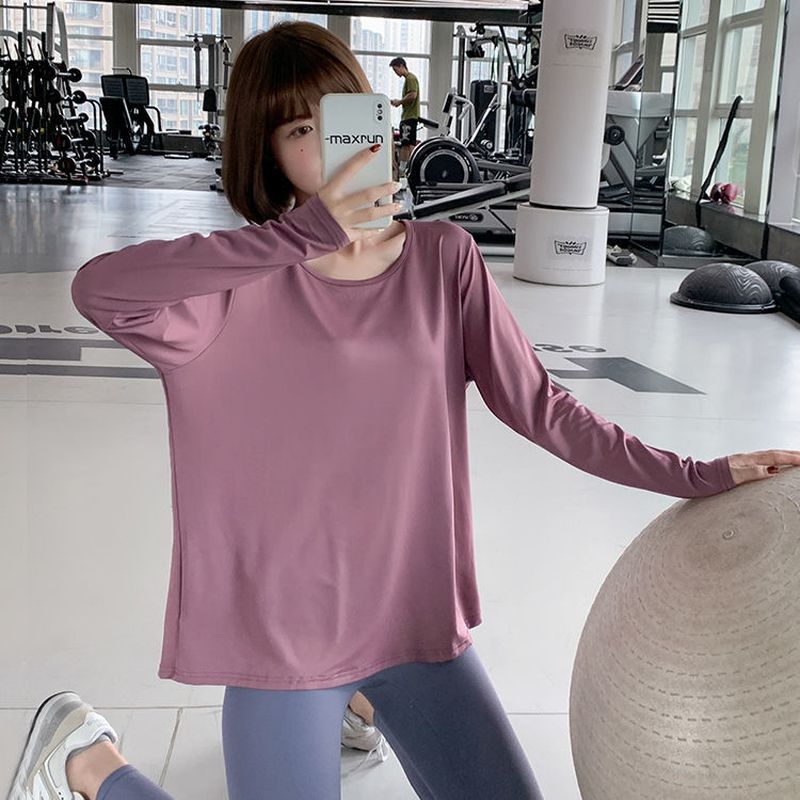 Atmungsaktives yoga-shirt für damen, langärmelig, schöner rückenausschnitt, fitness-lauf-sporttop, herbst/winter, schnelltrocknendes t-shirt