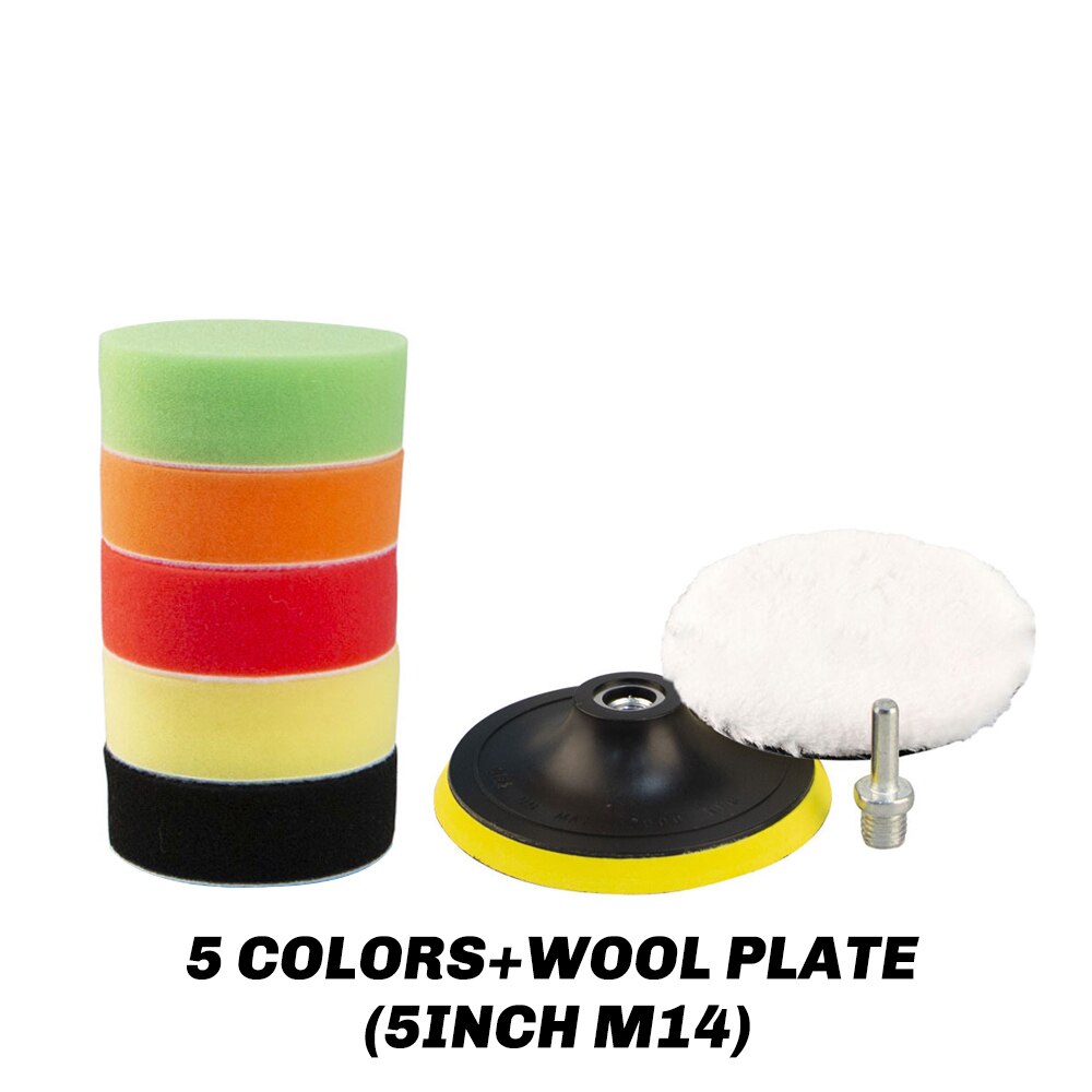 Almohadilla de esponja de pulido 10 Uds. 3 ''5'' 6 ''7'' Kit de herramientas de mano pulido circular compuesto para pulidor de coche: 8pcs 5inch M14