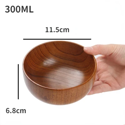 Japanische Holz schalen Jujube Holz Kinder Baby Erwachsene kleine Suppen tassen Massivholz Salats ch üsseln Retro Haushalts geschirr: Grau