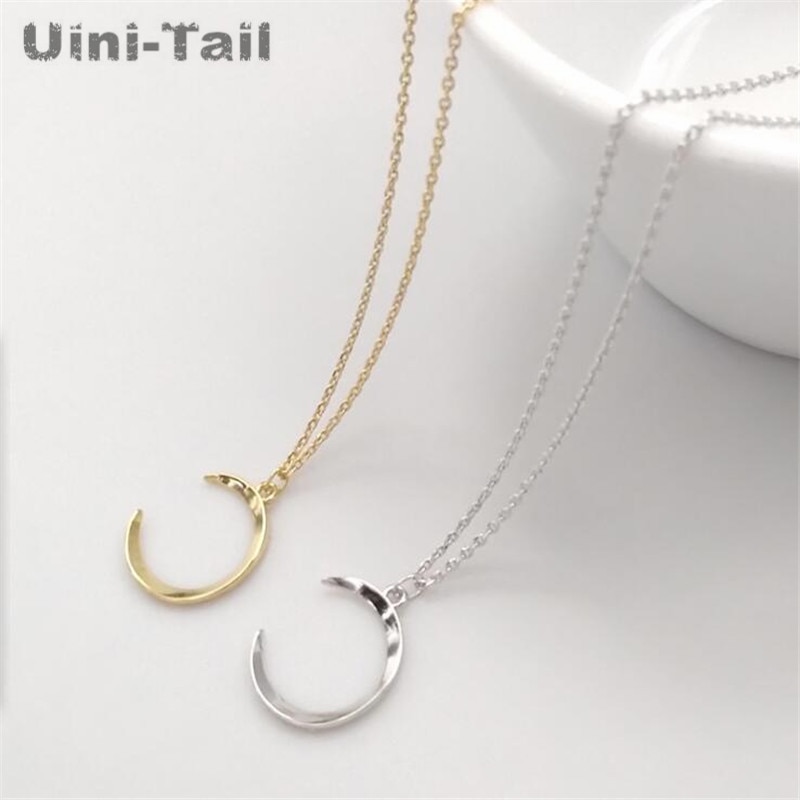 Uini-Tail 925 sterling silver simple glossy moon necklace personality trend temperament cold wind jewelry