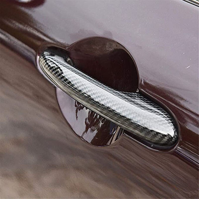 4PC Carbon Fiber Door Handle Cover Accessories with Keyhole for Mini Cooper F55 F56 F54 F60 R55 R56 R60 Countryman