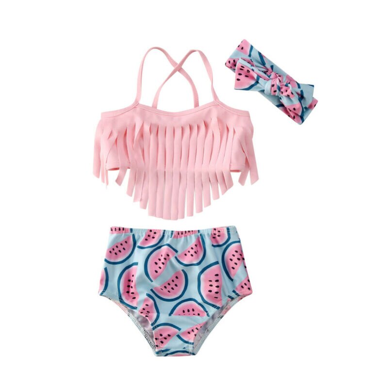 Babymeisje watermeloen strik badpak bikini set 2 stuks badpak zomer strandkleding 0-24m