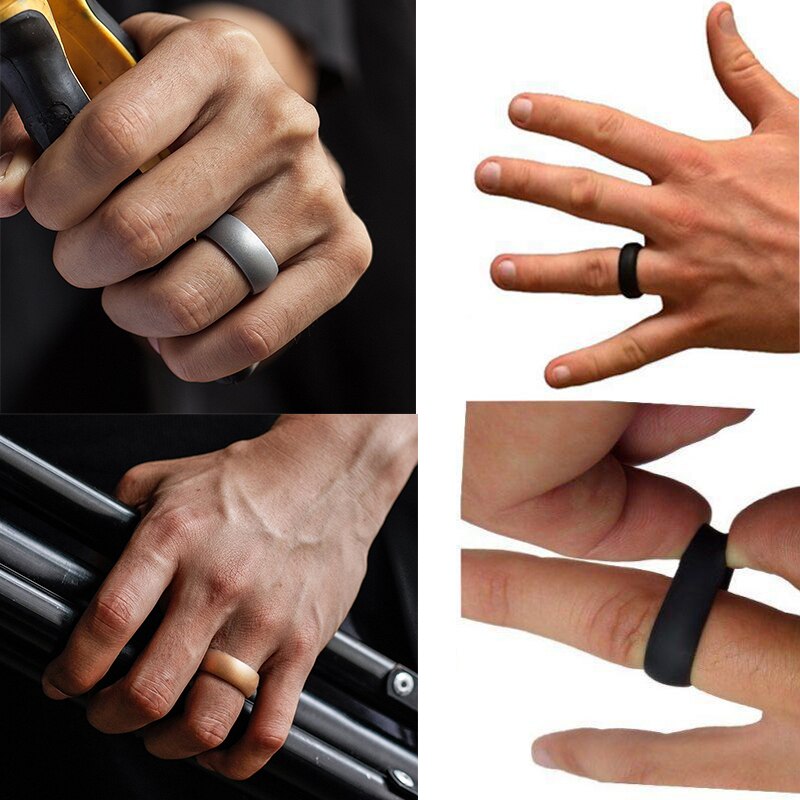 7Pcs Rubber Siliconen Vinger Ring Flexibele Hypoallergeen Wedding Engagement Ring Creatieve Eenvoudige Mode Paar Accessoires