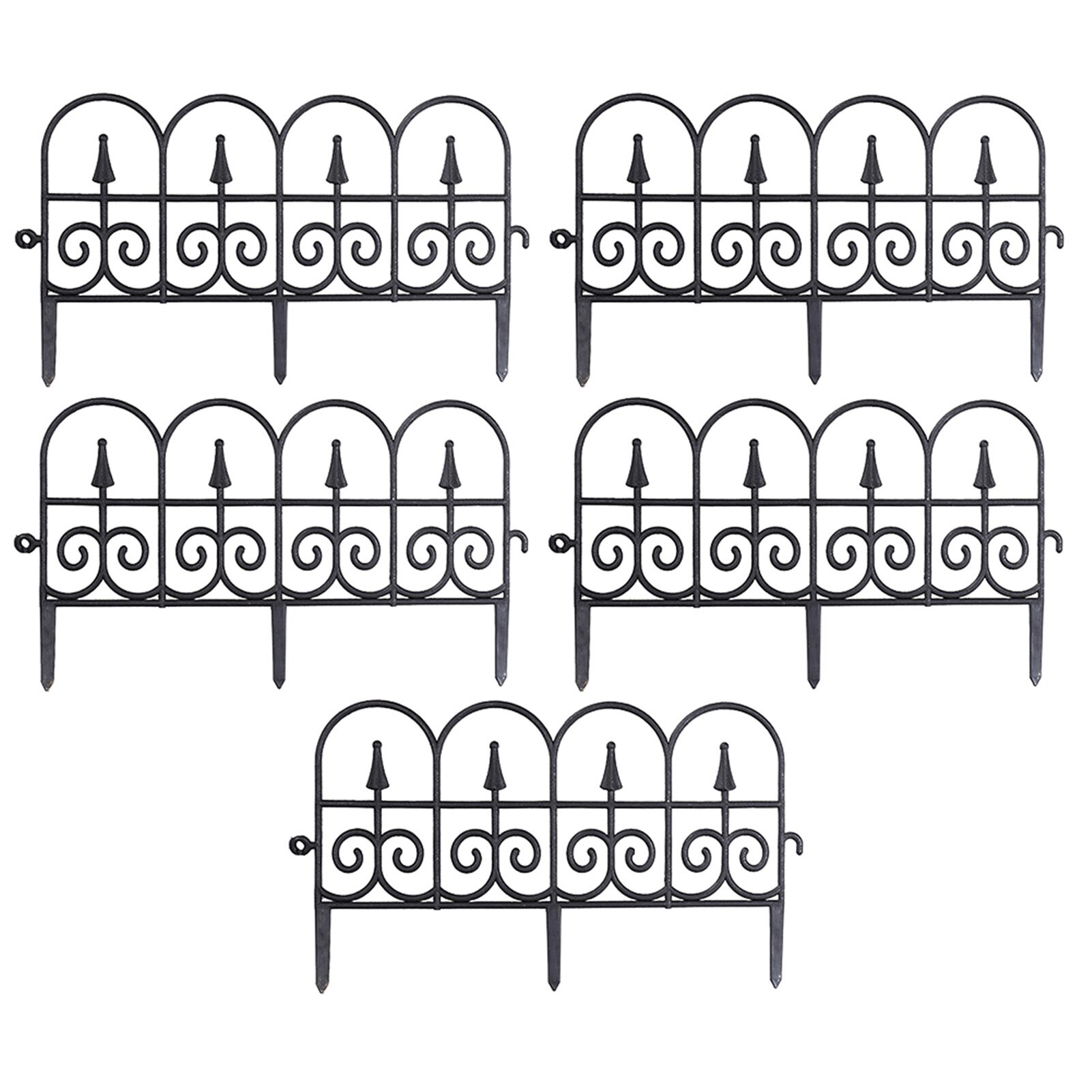 5pcs Garden Fence Plastic Fence Inserted In The Ground Fence Garden Border Edging Garden Decoration Wedding Decorative Fence: Black