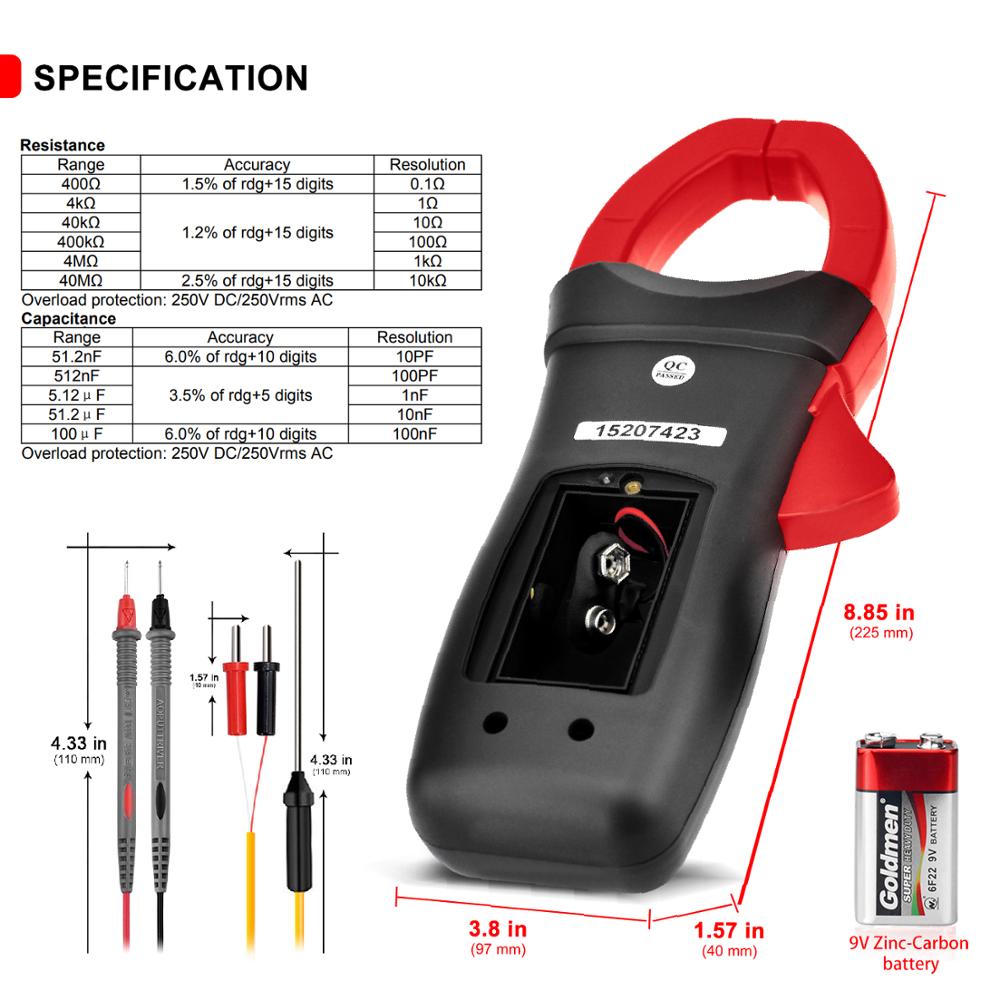 Holdpeak HP-570N Auto Range Dc/Ac Digitale Stroomtang Multimeter Temperatuur/Frequentie Backlight