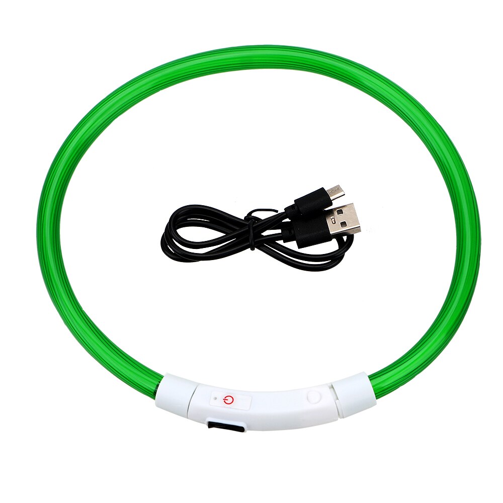 NICEYARD-Collar luminoso LED Usb para perro, recargable, nocturna, intermitente de seguridad, brillante: Green