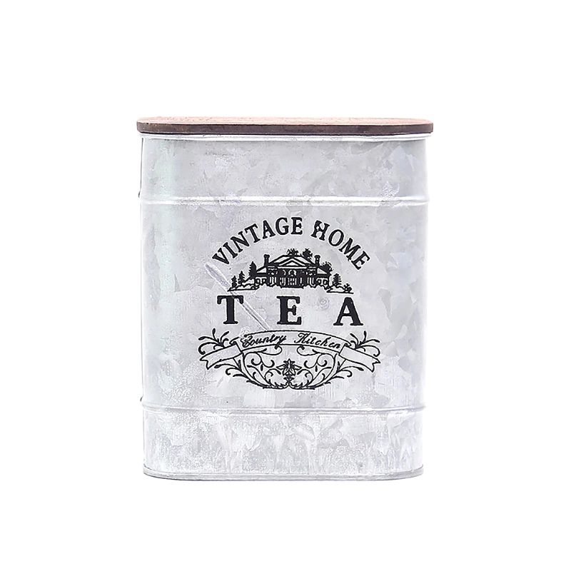 Caja de Metal Vintage para chucherías y dulces cajas de lata para almacenar con tapa de madera latas de café té condimento de joyería