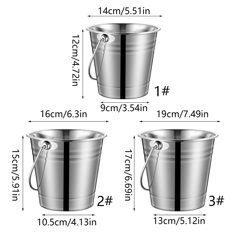 Stainless Steel Ice Bucket Portable Ice Chiller Cooler with Comfortable Handle