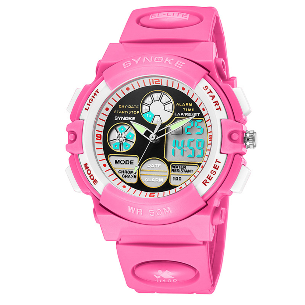 Waterdichte Digitale Analoge Elektronische Beweging horloge Dual Time Datum Alarm Lichtgevende Kid Jongen Meisje Polshorloge voor Jongens Meisjes me
