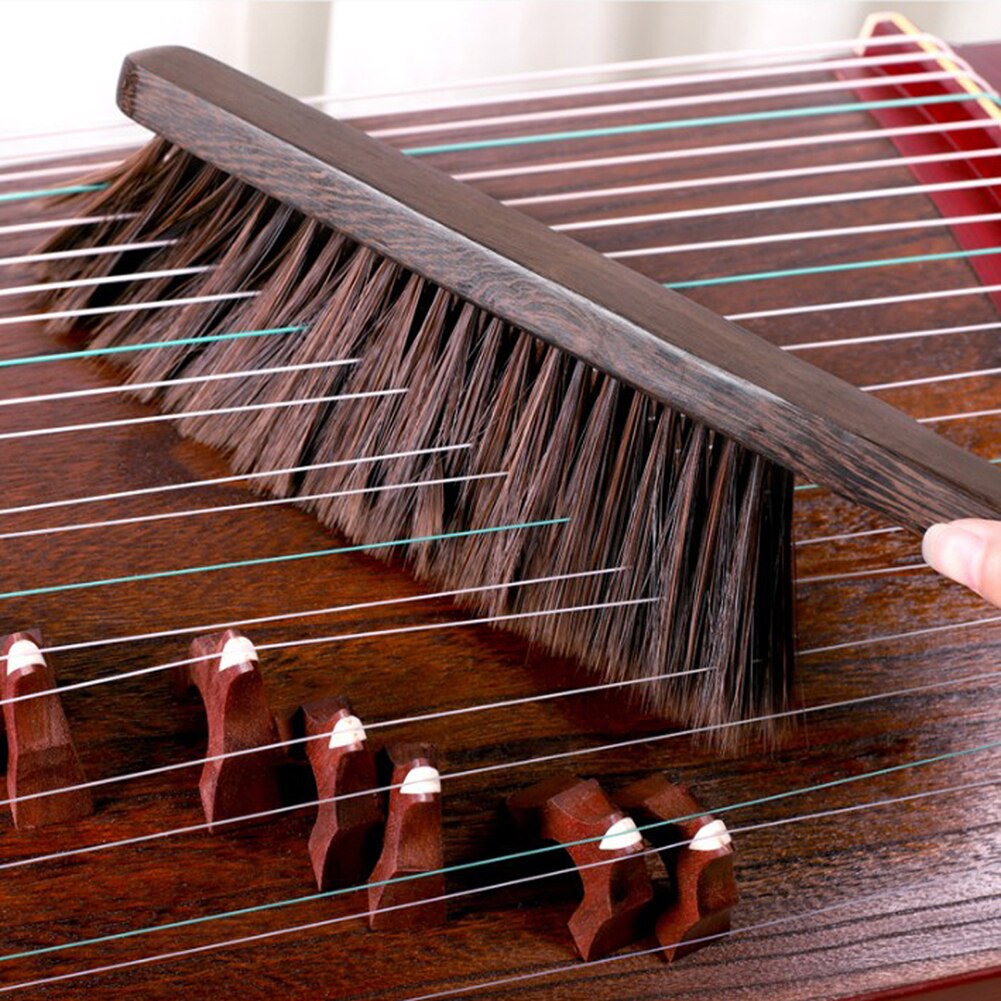 Wooden Handle Guitar Guzheng Dedusting Brush String Instruments Cleaning Tool Soft Bristles Piano Brush with Handle