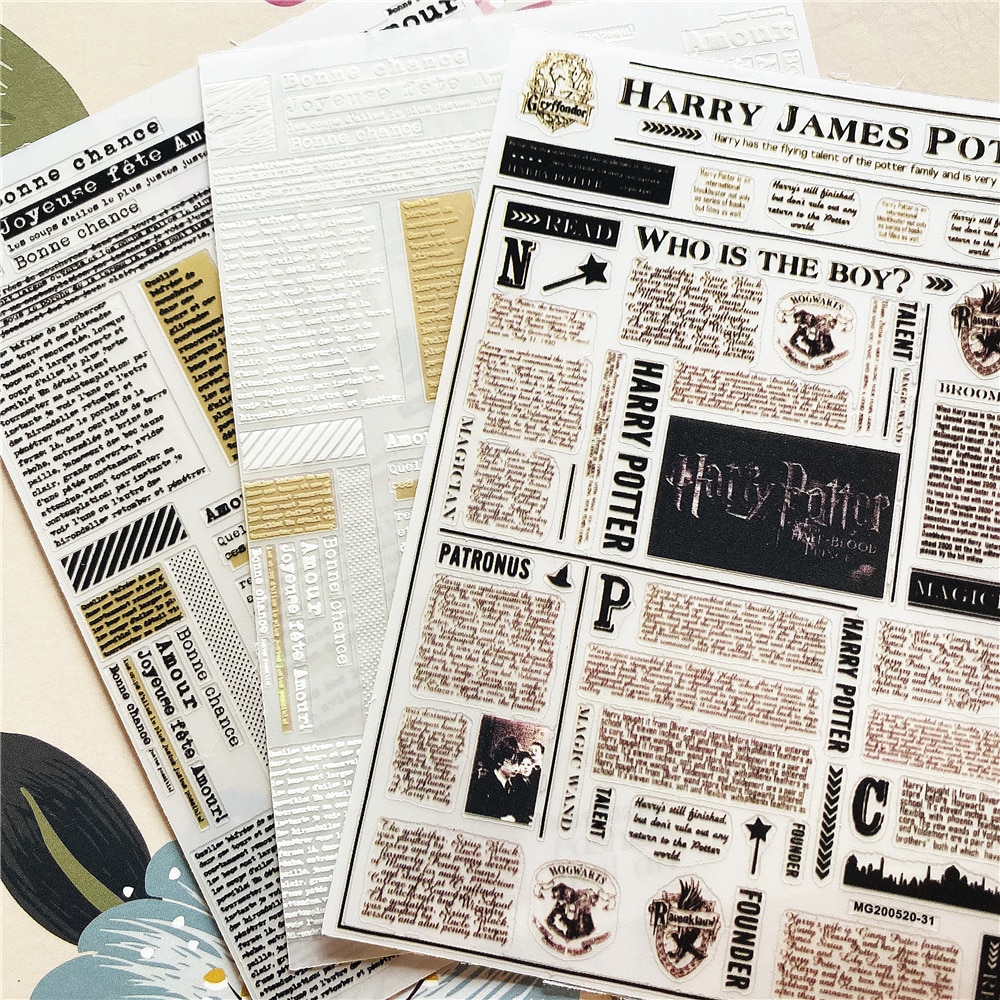 Mg200520-31 tidningsserier engelska alfabetet 3d baksida lim nageldekal nagelklistermärke nageldekoration nagelkonst nagelprydnad