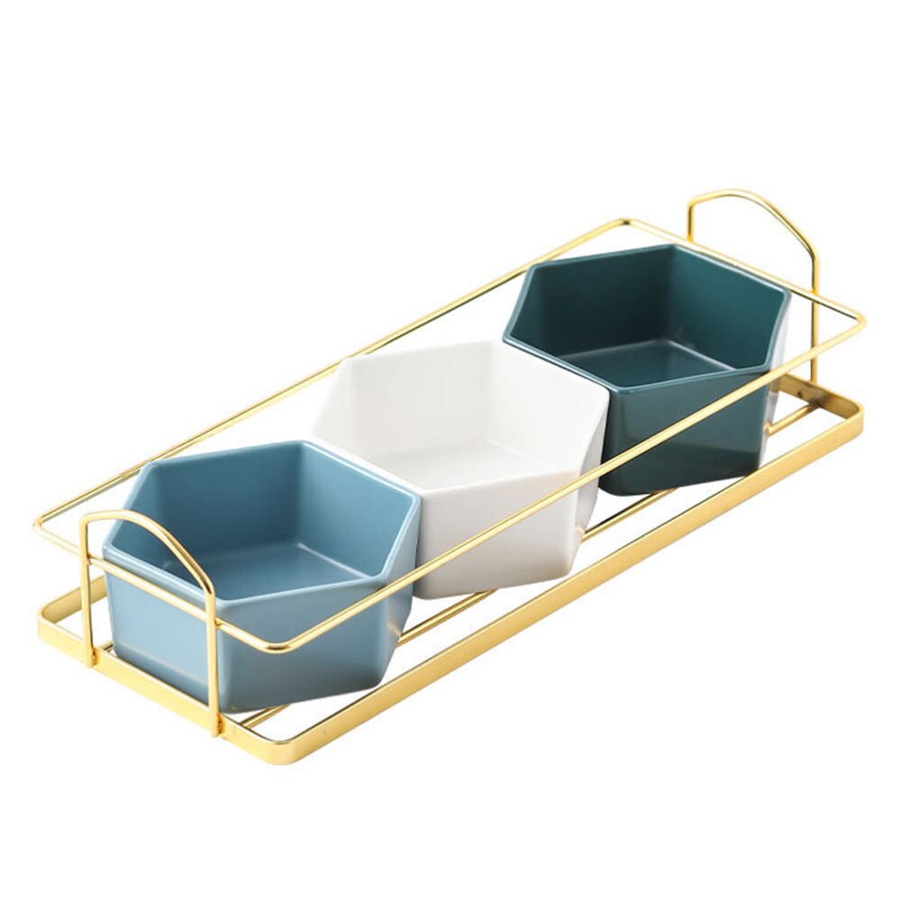 1Set Nuts Container Storage Box Dried Fruit Tray for Kitchen: Golden / 30.3X13CM