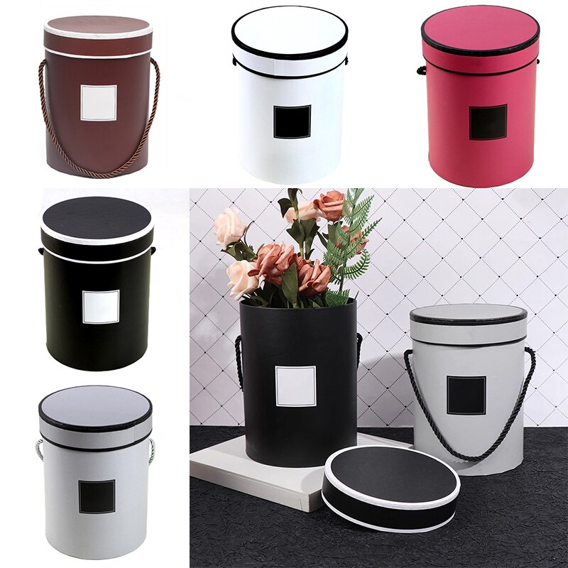 Bouquet Flowers Box Packaging Boxes Lid Hug Florist Flower Hold The Bucket Box Weedding Party Table Decor Round Boxes