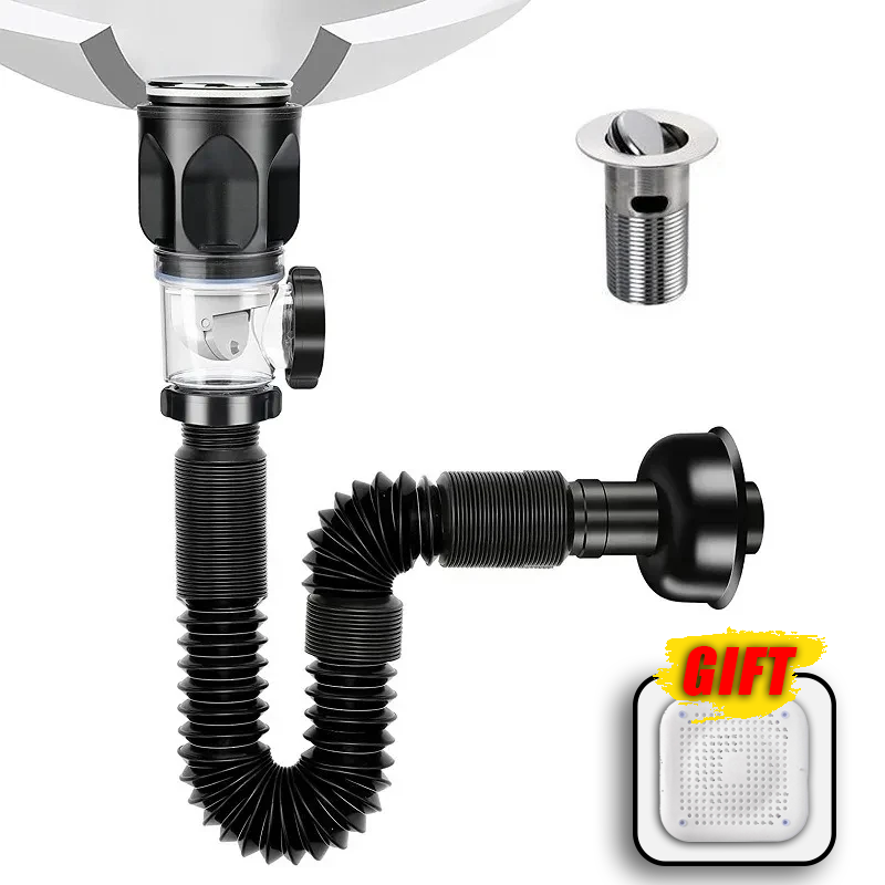 Gootsteen Downpipe Wastafel Cross Drain Downpipe Intrekbare Deodorizering Zeef Badkamer Wastafels Anti Verstopping Keuken Accessoires: Chrome / 84Mm
