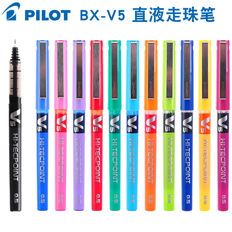 Japan papirvarer pilot bx -v5 0.5mm straight pen stor kapacitet farve blæk kuglepen skole forsyninger