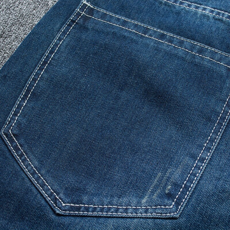 Herr vår höst vida ben baggy jeans byxor herr blå raka jeans hip hop lösa långa jeans byxor man plus size 42 44 46