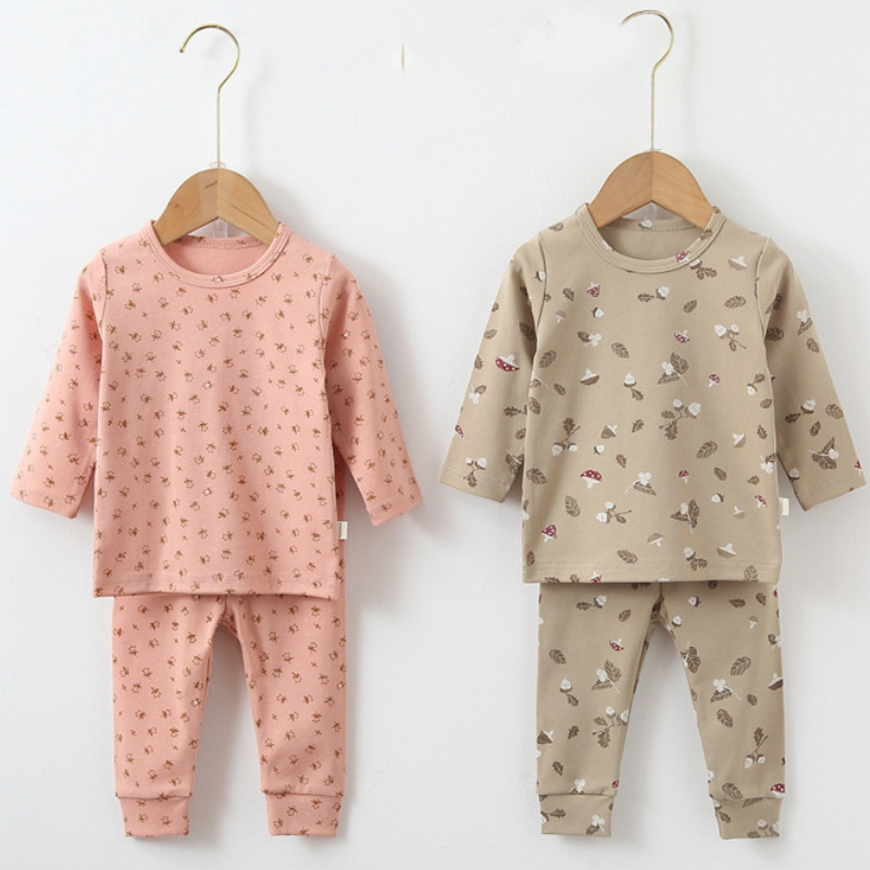 Lente Baby Kleding Meisje Jongen Pyjama Katoen Ronde Kraag Lange Mouwen Roze Bean Groen Nachtkleding Pasgeboren Nachtjapon Unisex E6122