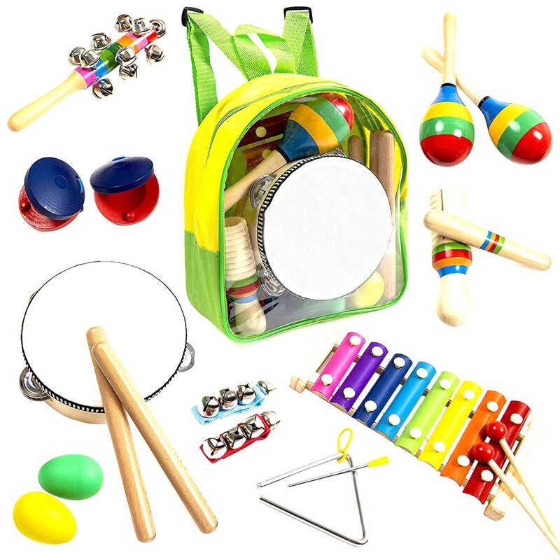Sy-instrumenter til småbørn og førskolebørn træ percussion til drenge og piger inkl. xylofon - fremme af tidlig dyve: Default Title