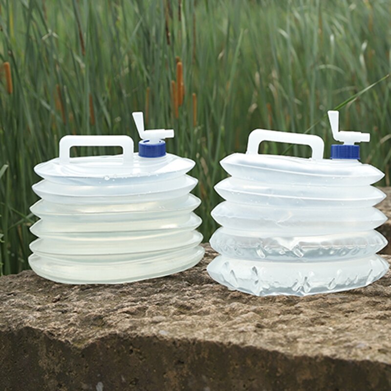 Opvouwbare Water Carrier Container Draagbare 5L 10L 15L Outdoor Water Emmer Opvouwbare Tap Camping Pomp Fles Survival