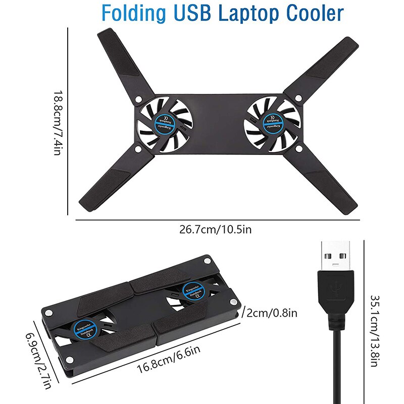 Laptop Cooling Pad,Dual Fan for Laptop Cooling,USB Folding Laptop Cooler Pad,Notebook Fan for Students & Business Man