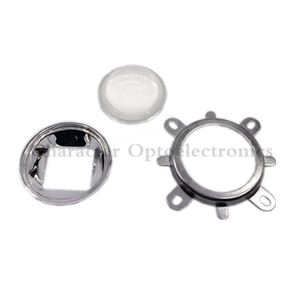 60-80 Degree 1 Set of 30W 50W 100W LED 44mm Lens + Reflector Collimator + Fixed Bracket 3mm Thickness Bottom