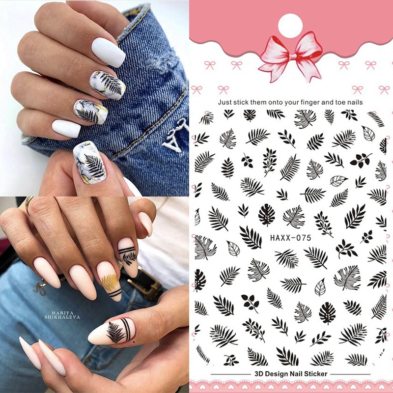 1 Pc Colorful Marple Leaf Gold Silver 3D Nail Sticker Flower Pattern Nail Art Transfer Stickers DIY Nail Decoraion