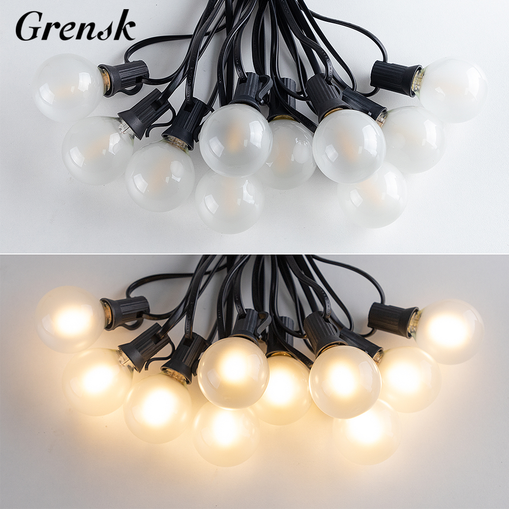 Outdoor Waterproof String Light G40 Frosted Milky Glass E12 Replacement LED Bulbs IP44 Connectable Garden Party Wedding Garland