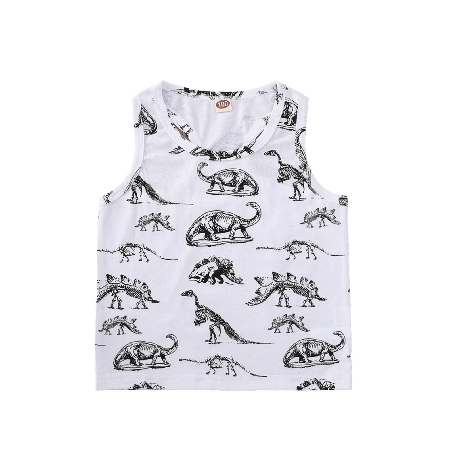 Katoen Peuter Kids Baby Boy Kleding Mode Cartoon Dinosaurus Print Vest Casual Licht Groen Grijs Mouwloze Top Kleren: Gray / 12m