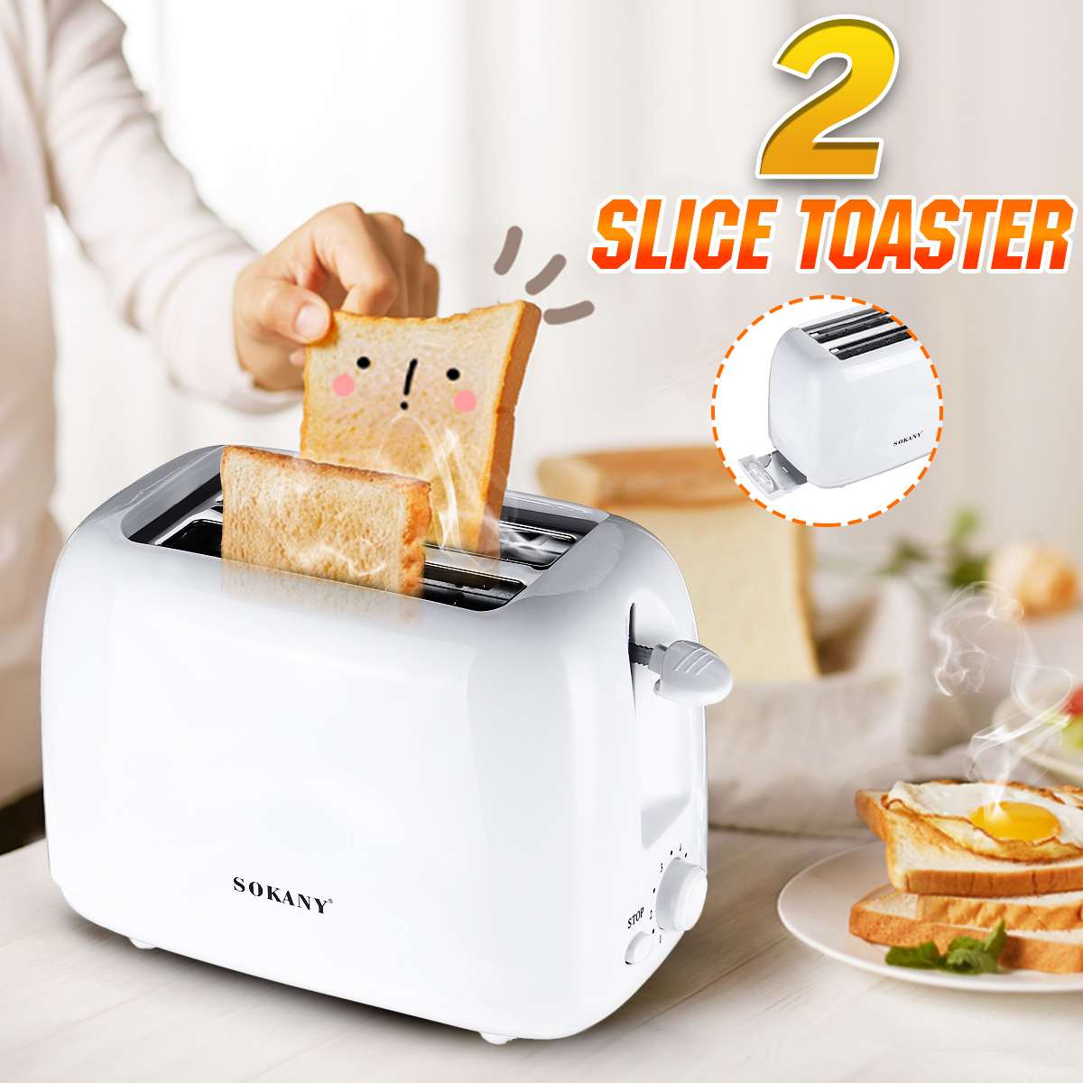 700W Toaster Machine 2 Slices Bread Oven Sandwich Toasters 6 gear Baking Breakfast Sandwich fast Heating safety maker