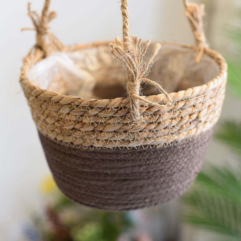 Hand Woven Knitted Hanging Flower Basket Bucket Plant Pot Planter Home Decor Wall Plant Basket For Garden decoration