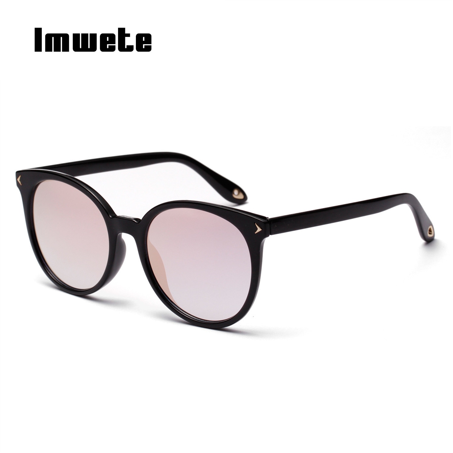 Imwete 90 S Ronde Zonnebril Vrouwen Cat Eye Zonnebril Classic Eyewear Shades Vrouwelijke Vintage Zwarte Koffie Kleur Zonnebril UV400