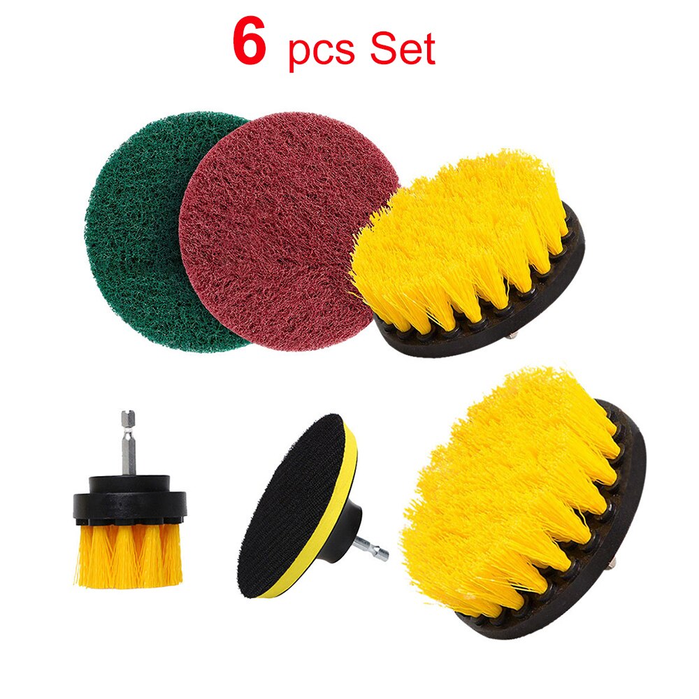 6Pcs Drill Brush Attachment Set Power Scrubber Brush Bathroom Cleaning Kit with Extender Multipurpose Clean for Kitchen Grout: 6Pcs per Set