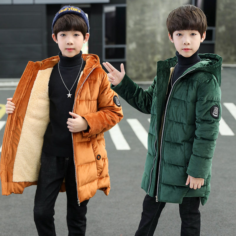 Inverno menino longo casaco parka adolescente casacos quentes casaco para crianças jaquetas pleuche adolescentes meninos inverno hoodies outerwear 5-14 t