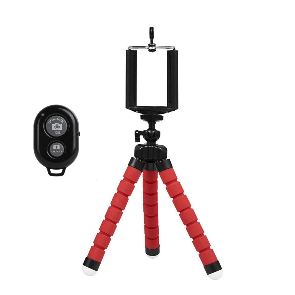 Bluetooth fjernbetjening stativ stativ til telefon mobil kamera holder klip smartphone monopod tripod stand blæksprutte mini stativ stativ