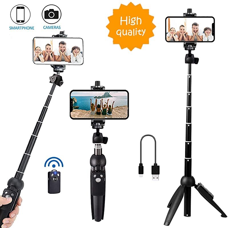 Geschikt Voor Iphone Android Bluetooth Zelfontspanner Selfie Stok Met Statief Plastic Lichtmetalen Self Timer Stick Voor Smartphone Huawei