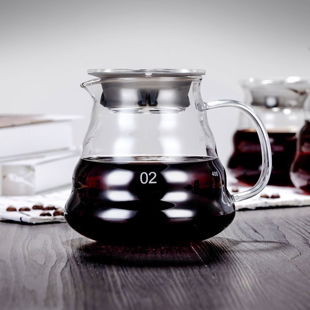 V60 300CC Kaffee Server mit pinsel, Glas Palette Kaffee Karaffe, borosilikatglas Karaffe für Gießen Über Kaffee Maker Microwa: 500cc  brush