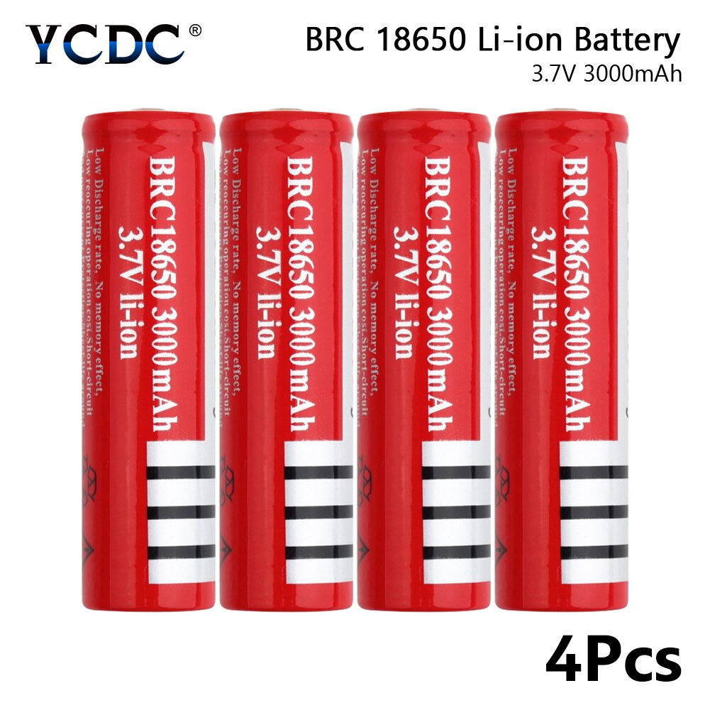 4Pcs 18650 Battery 3.7V 3000mah Rechargeable Lithium Li On Battery Charge Protection For LED Flashlight Toys With Fast Charger: only 4 battery