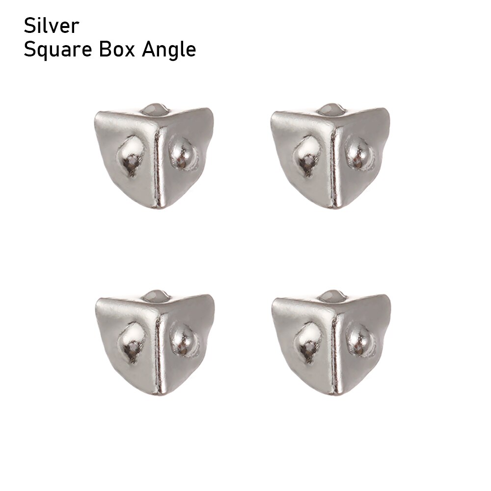 4 pçs/set mini artesanato de metal diy manual boneca sacos mala caixa peças caso protetor canto bagagem tronco caixa bloqueio acessórios: Silver Square
