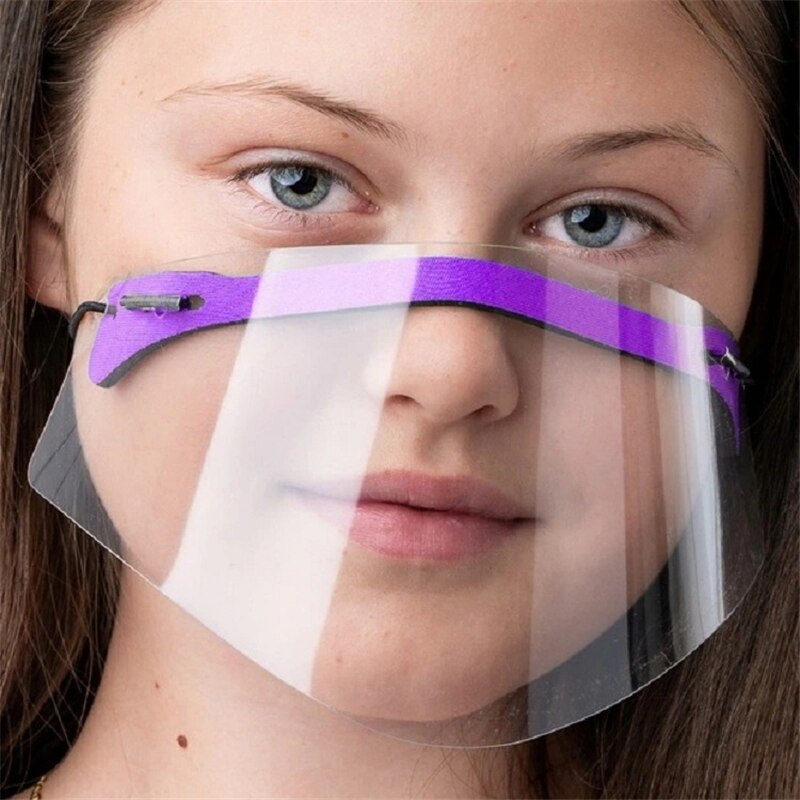 1pc adulte enfant Transparent restauration masques masque Chef cuisine Anti-buée visage masque Anti poussière masque réutilisable réglable visage couverture: Adult purple 1pc