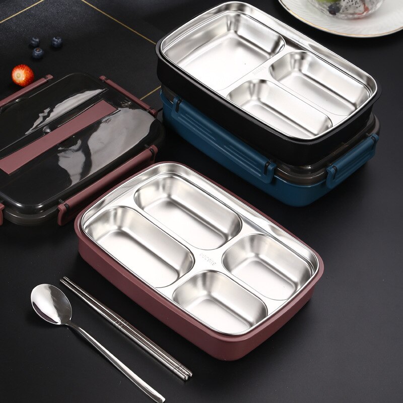 Lunch Bento Box Voor Werk Draagbare Lekvrij Servies Rvs Mannen Lunchbox Outdoor Picknick Voedsel Opslag Snack Containers