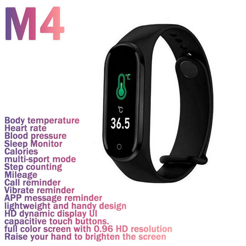 Smart Uhr Körper Temperatur Messen Sport Fitness Uhr Herz Rate Blutdruck Sauerstoff Monitor Smartwatch Für Handy: 01 M4