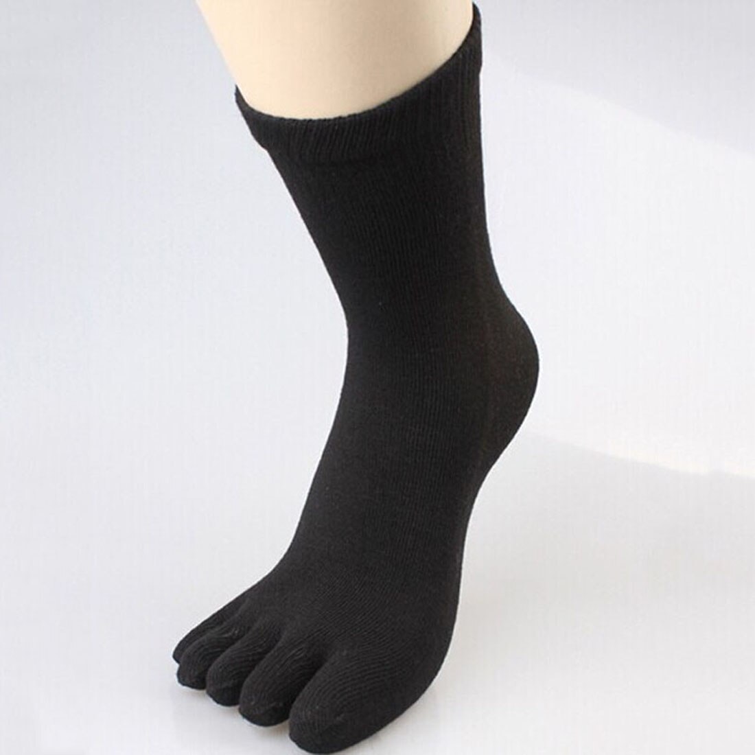 Toe Socks Men and Women Five Fingers Socks Breathable Cotton Socks Sports Running Solid Color Black White Grey Blue khaki coffee: 1