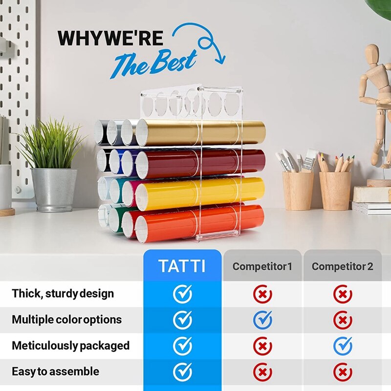 20 Hole High Capacity Vinyl Reel Rack Removable Paper Storage Rack Solid Acrylic Vinyl Storage Rack