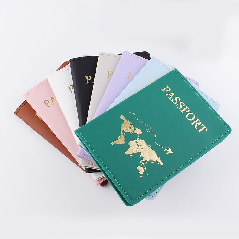 PU Leather World Map Travel Passport Cover Women Passport Holder Case for Men Travel Document Credit Card Case