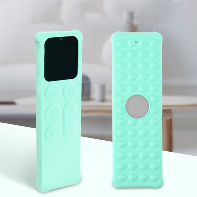 Tv fjernbetjening blødt silikone beskyttelsescover sleeve cover skin til apple  tv 4 4th remote case