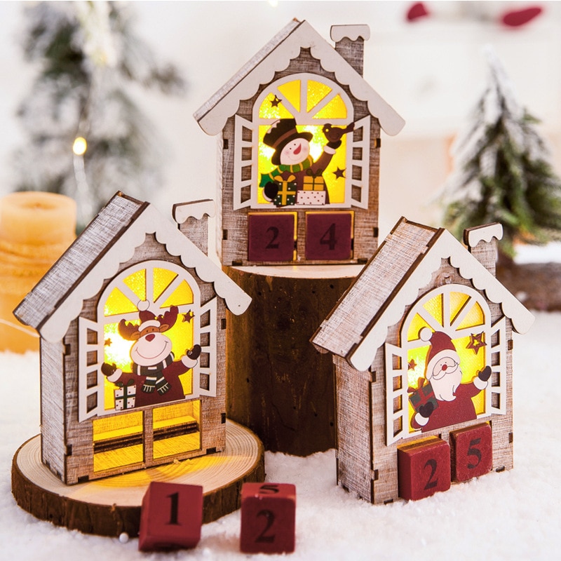 Kerst Kalender Vrolijke Kerstversiering Huis Met Licht Voor Thuis Noel Xmas Jaar Kerstman Poppen Elf