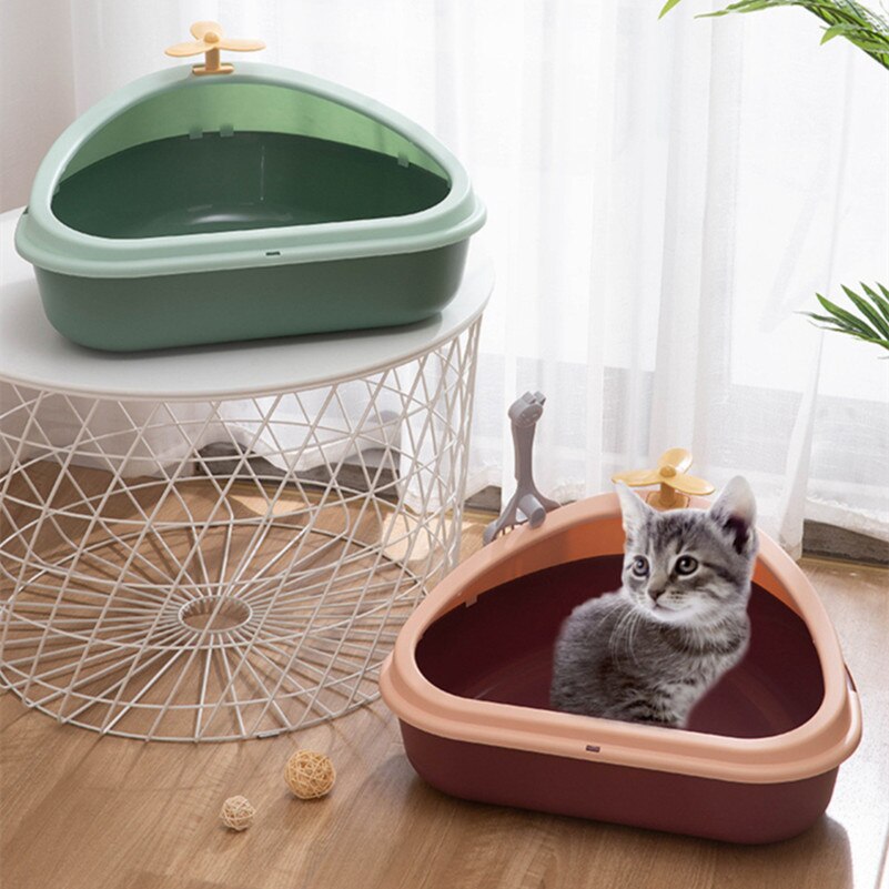 Bac à litière Semi-fermé pour chat, Anti-projection, toilette pour animaux de compagnie, bassin propre d'intérieur, bac à litière en plastique, déodorant pour chiots et chatons